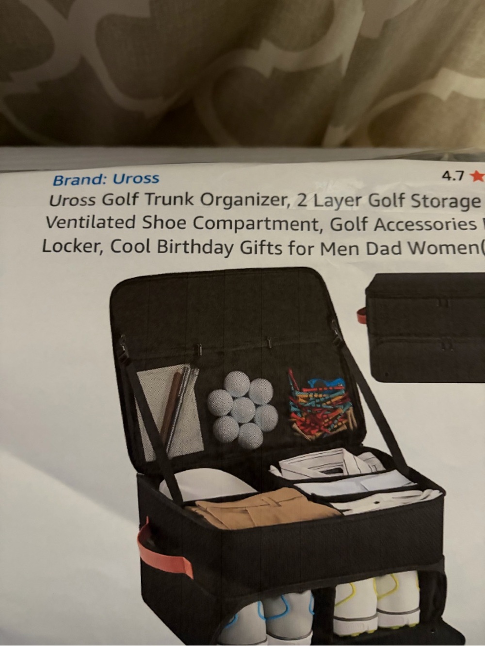 Uross Golf Trunk Organizer Black 2-Layer